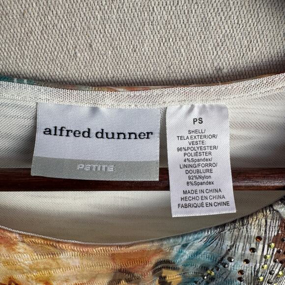 Alfred Dunner Top Size PS Multicolor Abstract Animal Print Cheetah Bling Detail - Picture 4 of 10